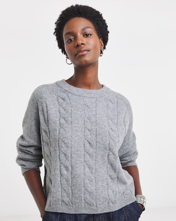 Grey Split Hem Cable Jumper