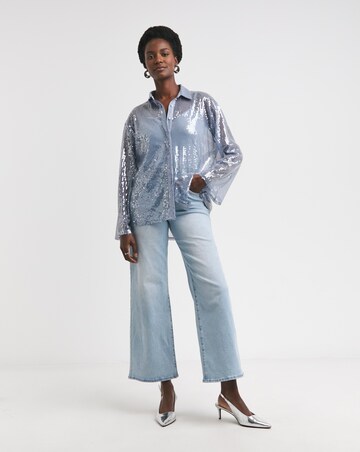 Sequin Relaxed Shirt - Blue
