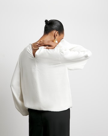 Joanna Hope Puff Sleeve Blouse With Neck Detail