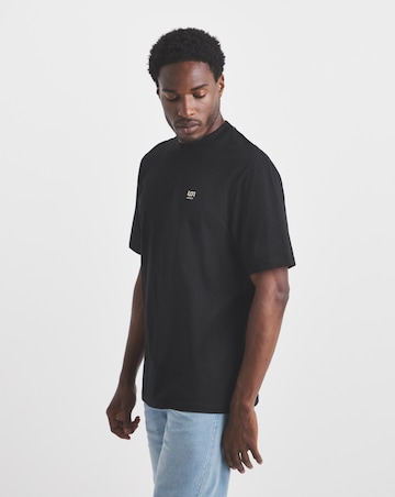 Union Embroid T-Shirt Long Length-Black