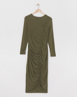 Jersey Model Ruched Seam Midi Dress
