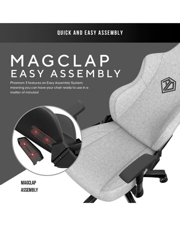 AndaSeat Phantom 3 Premium Gaming Chair - Grey Fabric