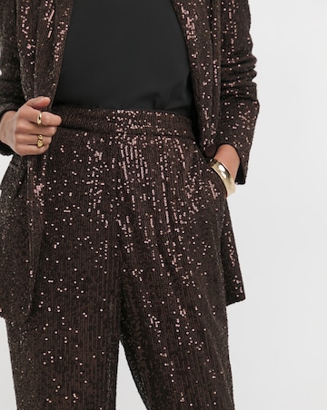 Chocolate Sequin Straight Leg Trouser