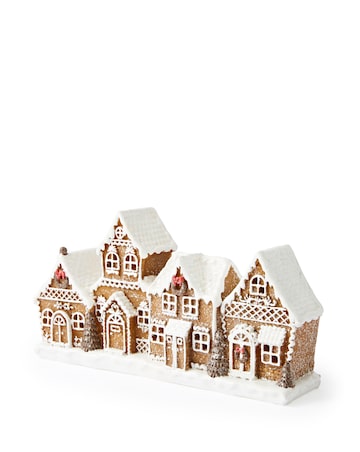 Gisela Graham White Iced Light Up Gingerbread Village