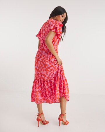 Joanna Hope Printed Tie Neck Midi Dress