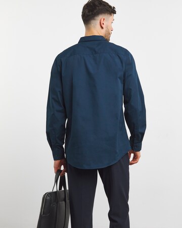 Navy Long Sleeve Formal Shirt Long