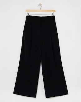 Textured Pleated Wide Leg Trousers