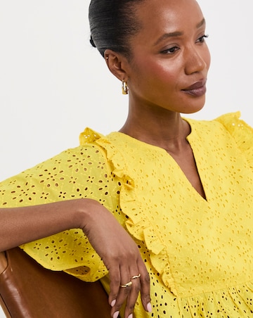 Pure Cotton Broderie Frill Jersey Back Top