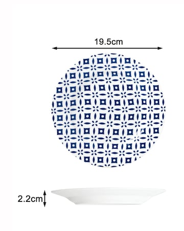 Waterside Blue Geo 16 Piece Dinner Set