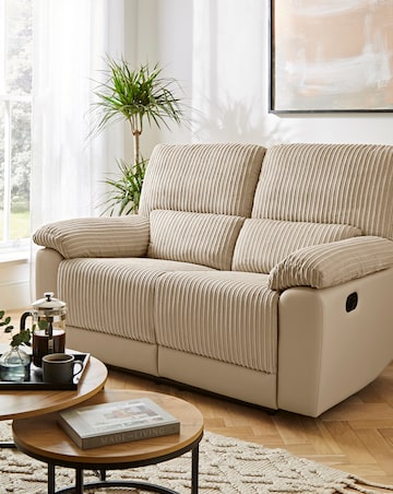 Harlow Fabric/Faux Leather Recliner 2 Seater Sofa