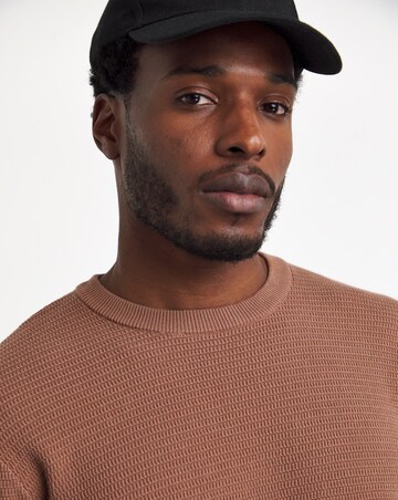 Pink Textured Knitted Crew Neck Jumper