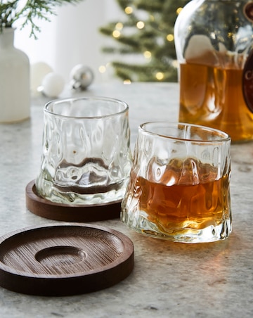 Rotating Whisky Glasses with Coaster - Set of 2