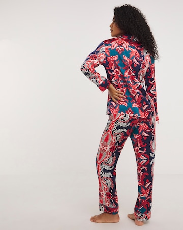 Stretch Satin Button Through Pyjama Set