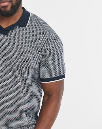 Navy Knitted Cuban Collar Polo