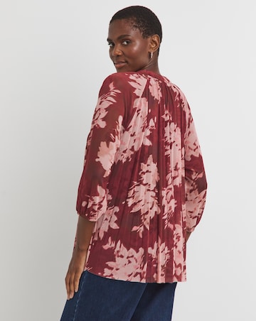 Floral Print V-Neck Mesh Blouse