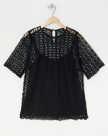 Short Sleeve Lace Top With Cami