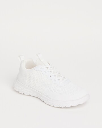 Cushion Walk White Lace Up Trainers -Wide Fit (E)