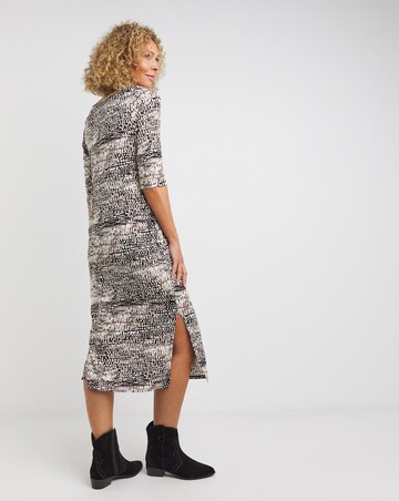 3/4 Sleeve Side Slit Midi T-Shirt Dress