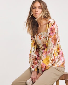 Jo by Joanna Hope Printed Balloon Sleeve Blouse