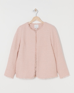 Collarless Boucle Blazer