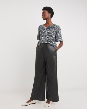 Blue Print Twist Detail Angel Sleeve Top