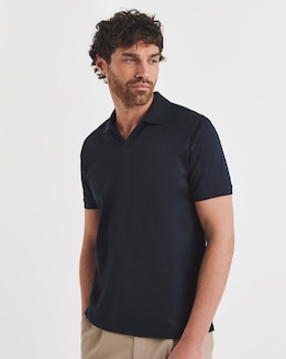 Folio Mercerised Supima Trophy Neck Polo- Navy
