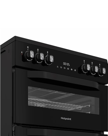 Hotpoint HDD6GDC2B1 60cm Dual Fuel Double Cooker with Glass Lid - Black