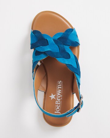Joe Browns Blue Comfort Suede Plait Sandals- Extra Wide Fit (EEE)