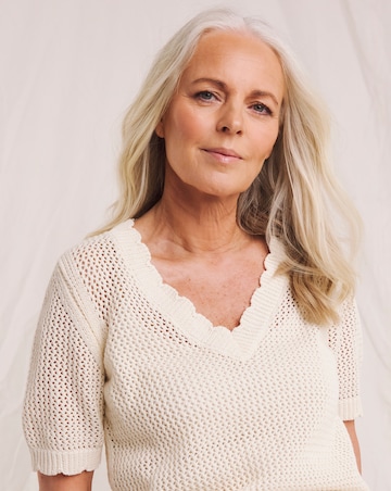 Julipa Crochet Pure Cotton Short Sleeve Jumper
