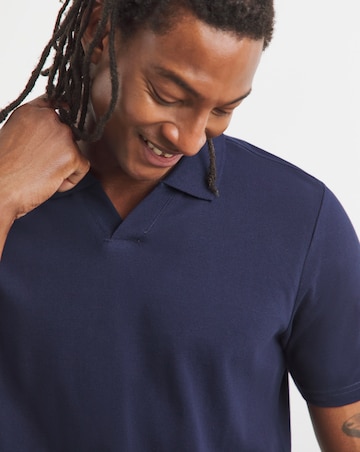 Trophy Neck Pique Polo- Navy