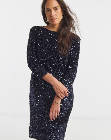 Bow Back Velvet Sequin Shift Dress