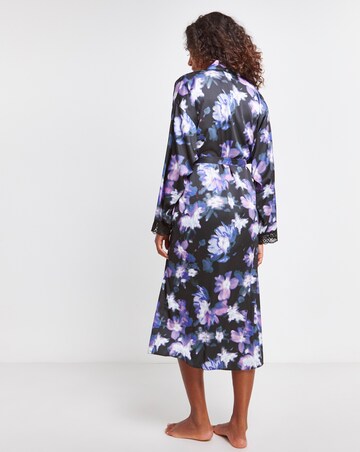 Figleaves Stretch Satin Lace Kimono Gown