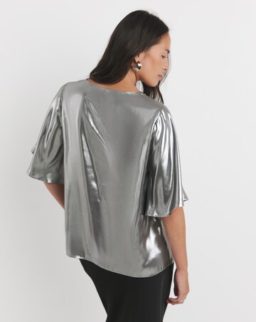 Metallic Angel Sleeve Blouse