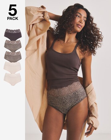 Pretty Secrets (5 Pack) Lace Top Full Fit Knickers