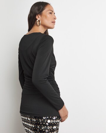 Joanna Hope Jersey Ruched Top With Detachable Corsage
