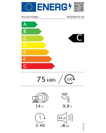 Russell Hobbs RH60DW10C1SS Full Size Dishwasher - 14 Place Settings - Inox