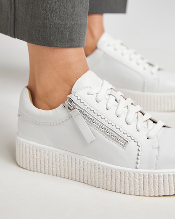 Quincy Side Zip Leather Trainer - Extra Wide Fit (EEE)