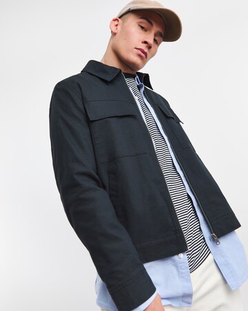Navy Linen Blend Jacket