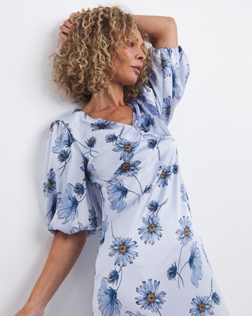 Joanna Hope Satin Puff Sleeve Midi Dress