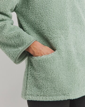 Sage Green Borg Longline Quarter Zip Jacket