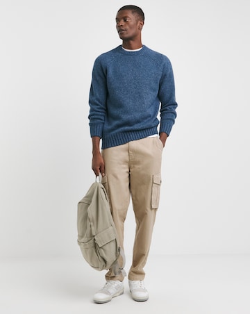 Blue Chunky Nep Wool Blend Crew Neck