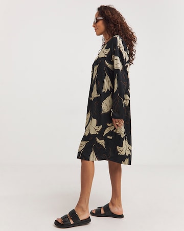 Tie Neck Long Sleeve Tunic Dress