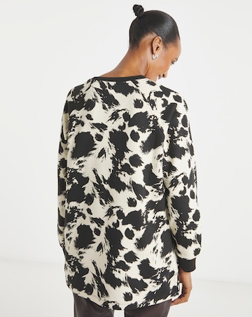 Cow Print Longline Sweatshirt
