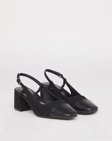 Heavenly Soles Tegan Low Block Heel Slingback Shoes - Extra Wide Fit (EEE)