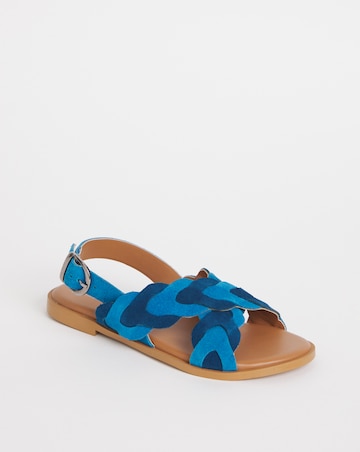 Joe Browns Blue Comfort Suede Plait Sandals- Extra Wide Fit (EEE)