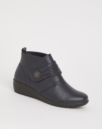 Cushion Walk Touch & Close Ankle Boot with Button Detail Wide E Fit