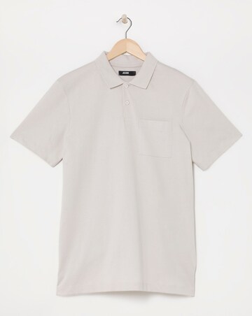 Pure Cotton Jersey Pocket Polo Long Length- Stone Grey