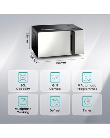 Hisense H20MOMBS4HGUK Black Microwave & Grill 20L