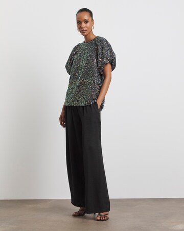Joanna Hope Sequin Puff Sleeve top