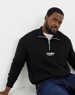Jack &amp; Jones Soho 1/4 Zip Sweatshirt - Black